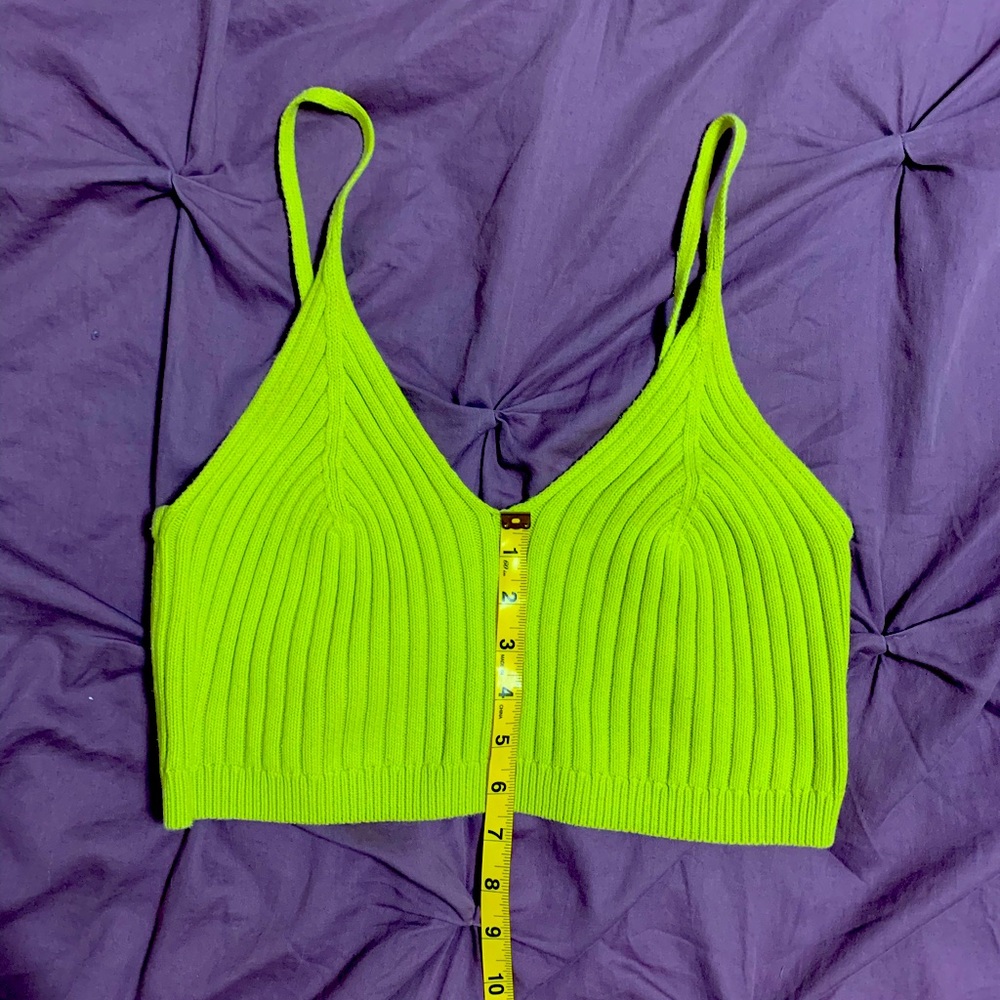 Free people knit lime green yellow tank